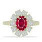 Anillo de Plata Bañada en Oro con Perla de Agua Dulce y Rubí de Madagascar