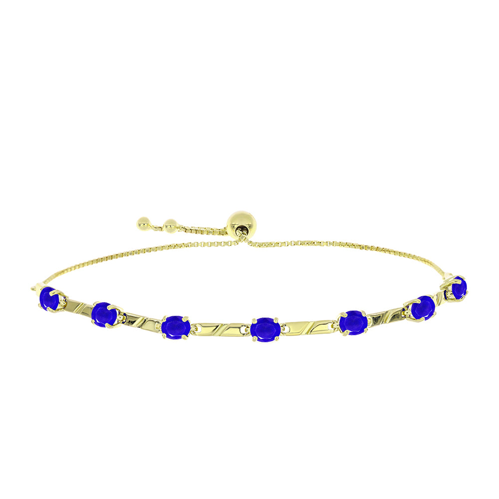 Pulsera de Plata Bañada en Oro con Ágata azul