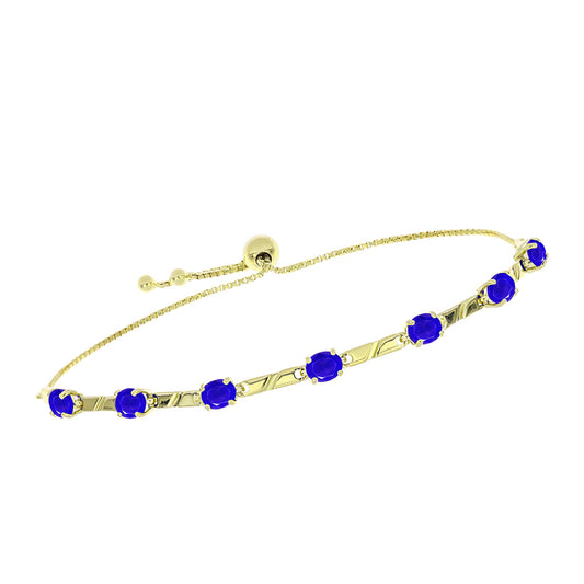 Pulsera de Plata Bañada en Oro con Ágata azul