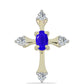 Cruz Colgante de Plata Bañada en Oro con Ágata azul y Topacio Blanco