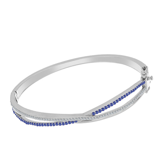 Brazalete de Plata con Tanzanita y Topacio Blanco