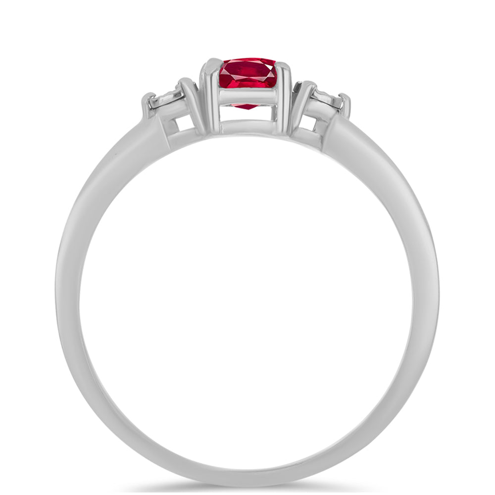 Anillo de Plata con Rubí de Madagascar y Topacio Blanco