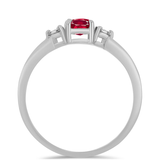 Anillo de Plata con Rubí de Madagascar y Topacio Blanco