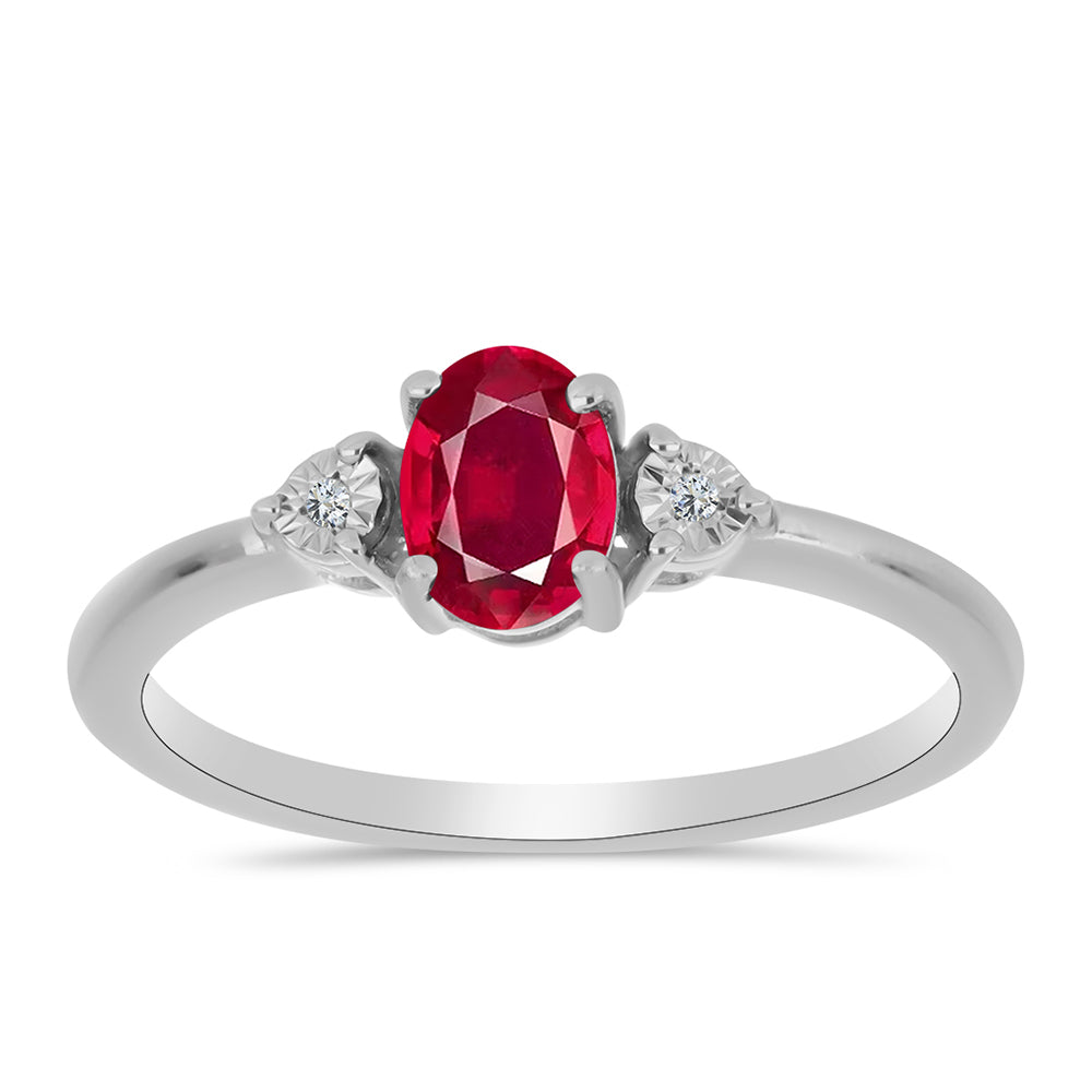 Anillo de Plata con Rubí de Madagascar y Topacio Blanco