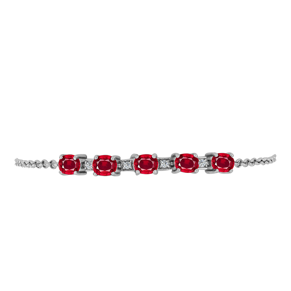 Pulsera de Plata con Rubí de Madagascar y Topacio Blanco