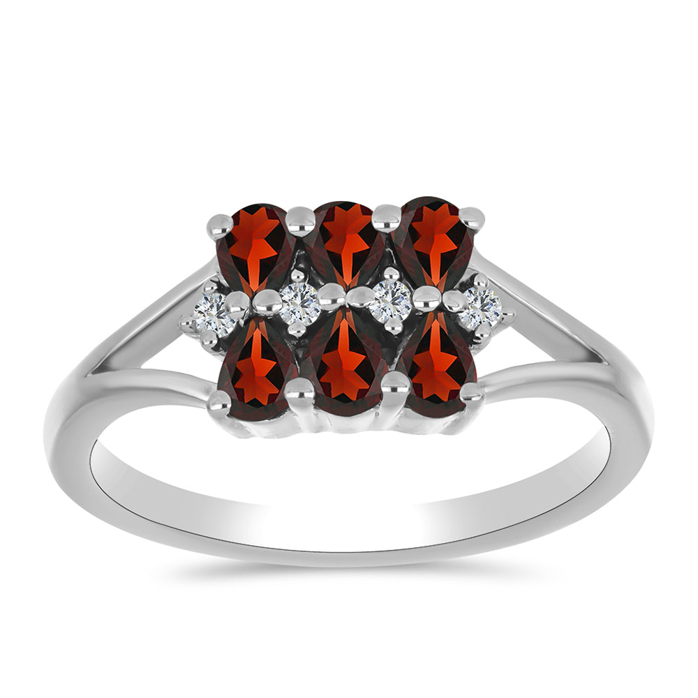 Anillo de Plata con Granate Barton y Topacio Blanco 3 