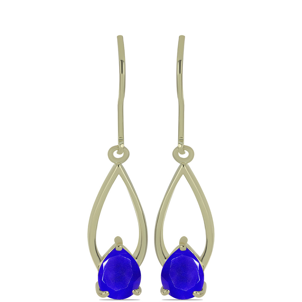 Pendientes de Plata Bañada en Oro con Ágata azul 1 