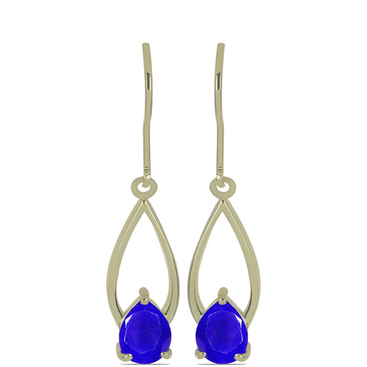 Pendientes de Plata Bañada en Oro con Ágata azul