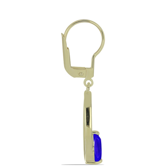 Pendientes de Plata Bañada en Oro con Ágata azul