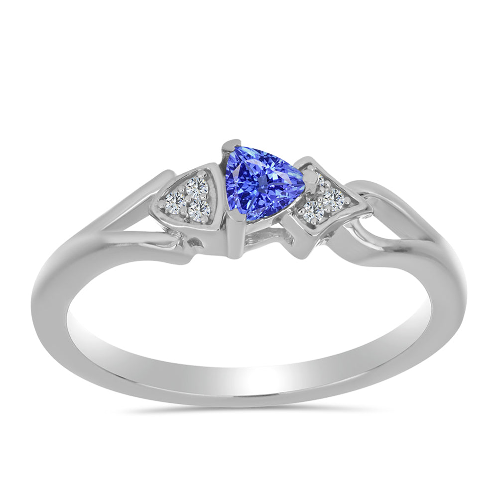Anillo de Plata con Tanzanita y Topacio Blanco 3 