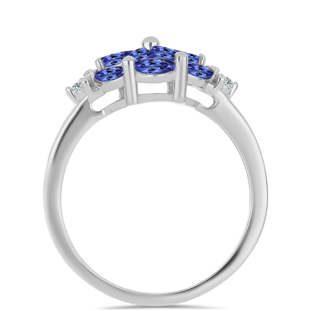 Anillo de Plata con Tanzanita y Topacio Blanco 2 