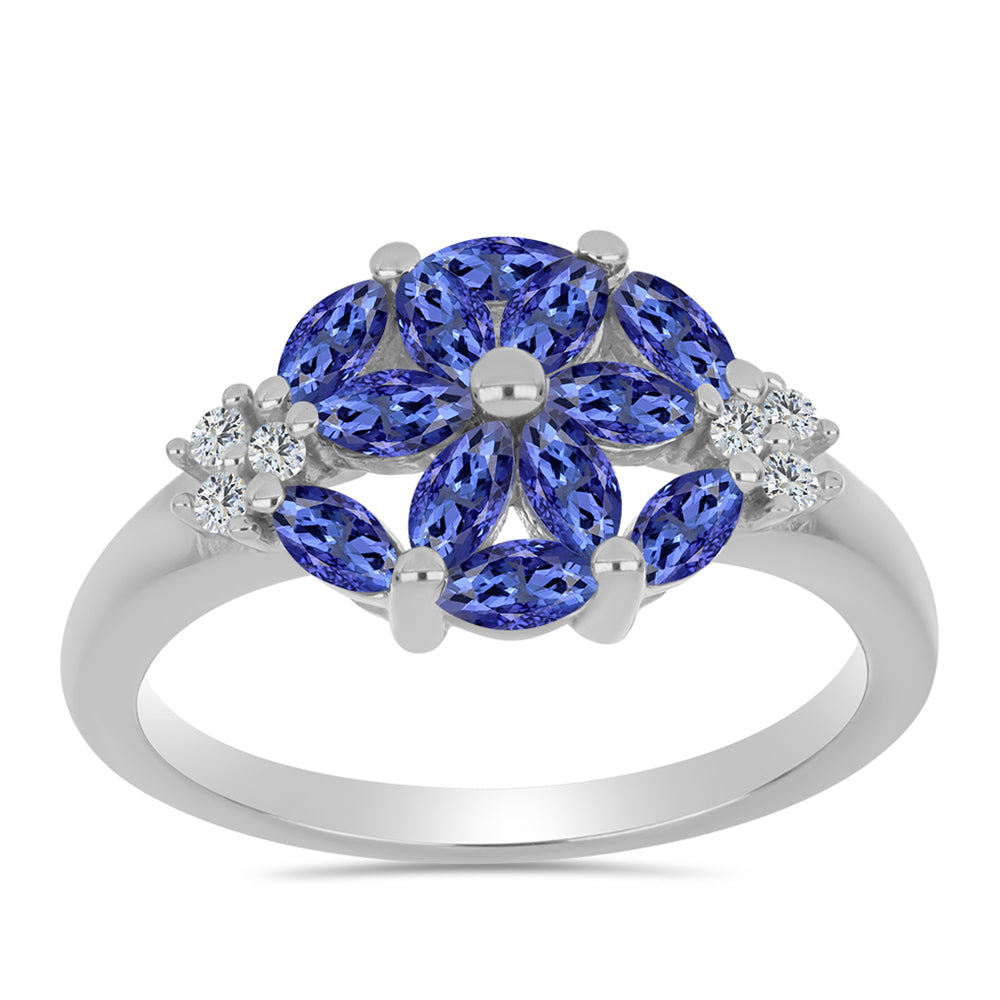 Anillo de Plata con Tanzanita y Topacio Blanco 3 