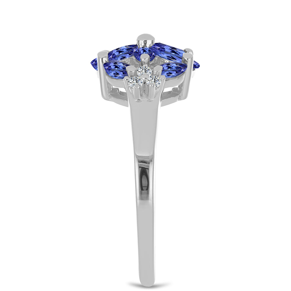 Anillo de Plata con Tanzanita y Topacio Blanco 4 