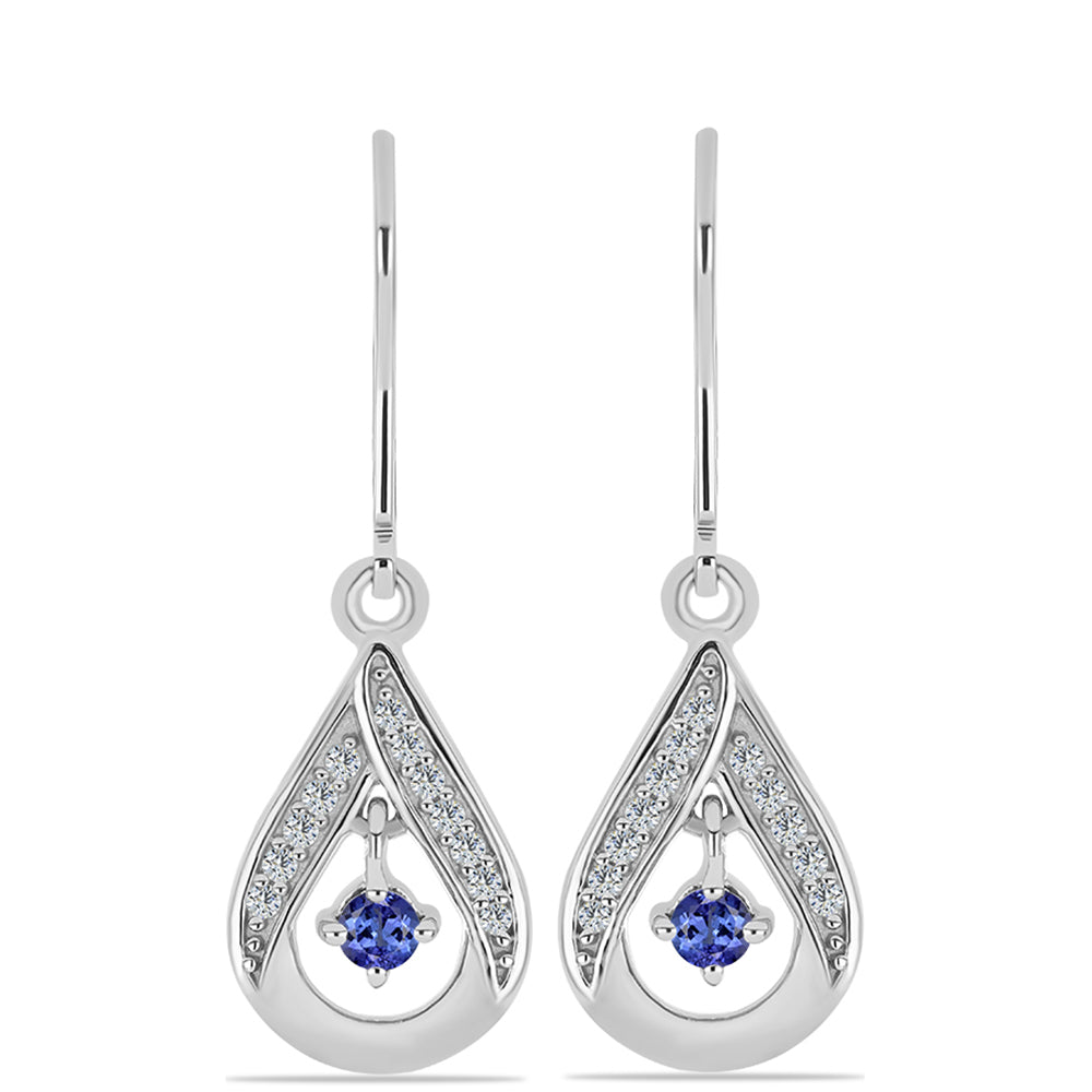 Pendientes de Plata con Tanzanita y Topacio Blanco 1 