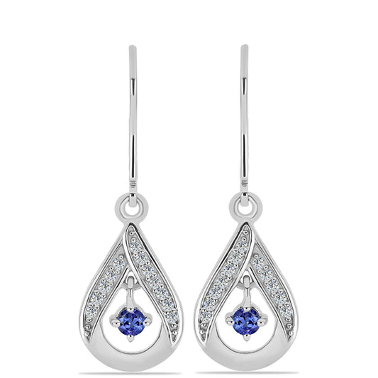 Pendientes de Plata con Tanzanita y Topacio Blanco