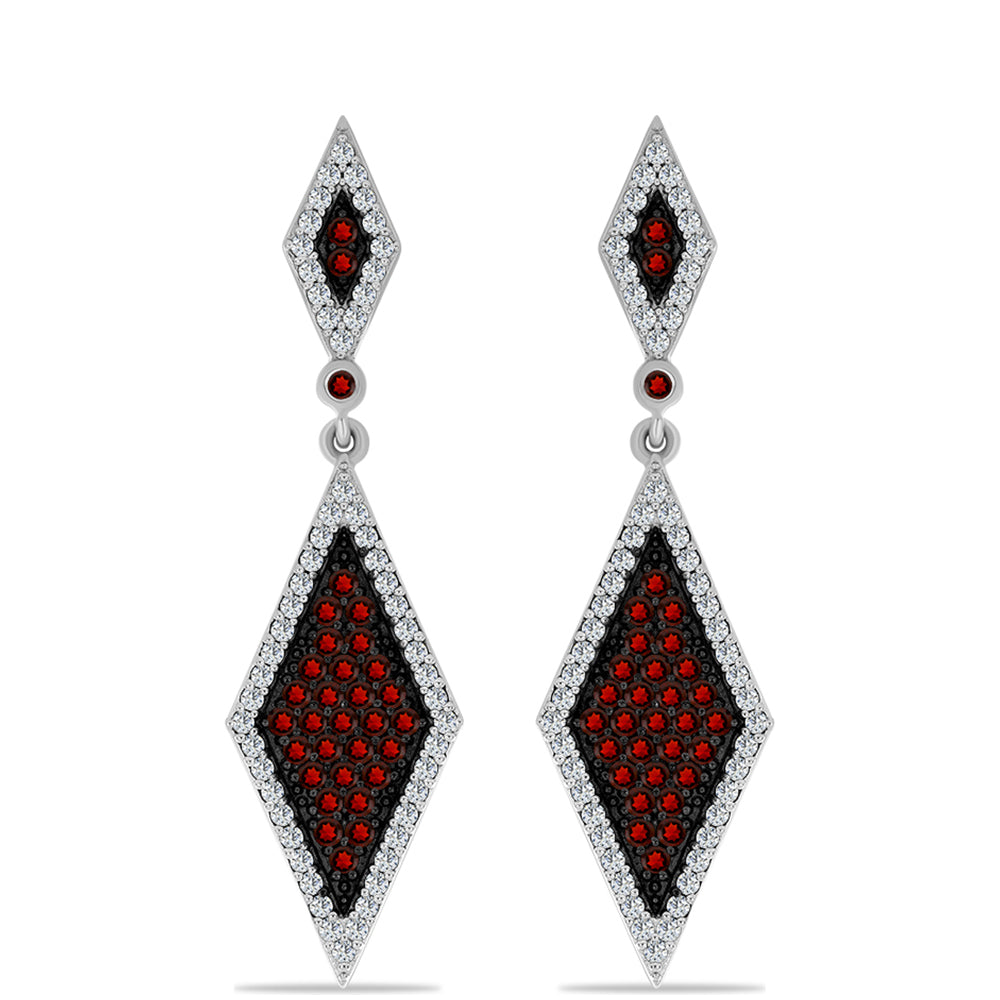 Pendientes de Plata con Granate Barton y Topacio Blanco 1 