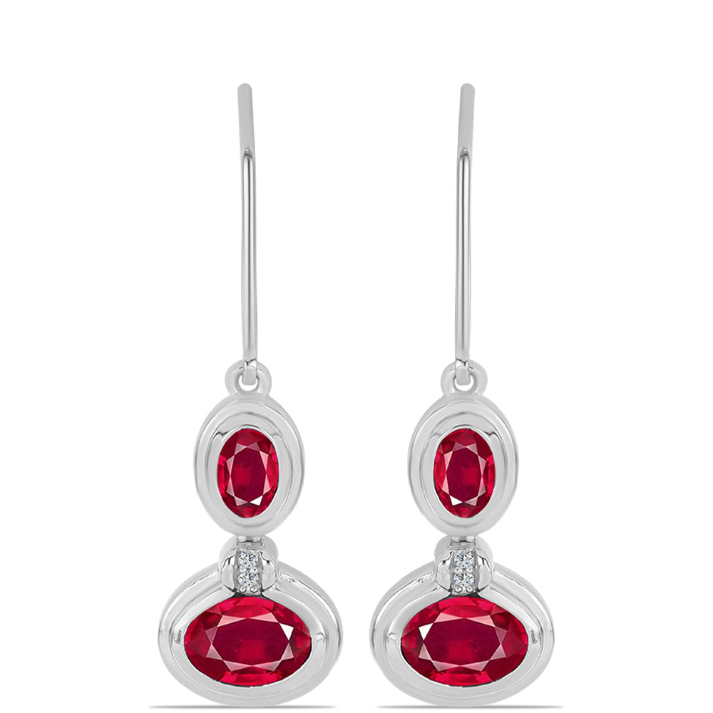 Pendientes de Plata con Rubí de Madagascar y Topacio Blanco