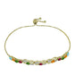 Pulsera de Plata Bañada en Oro con Chakra Turmalina y Topacio Blanco