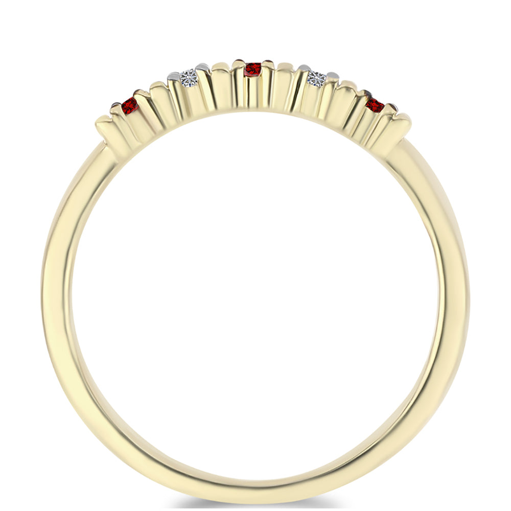 Anillo de Plata Bañada en Oro con Diamante Rojo y Diamante blanco 3 