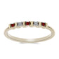 Anillo de Plata Bañada en Oro con Diamante Rojo y Diamante blanco