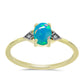 Anillo de Plata Bañada en Oro con Ópalo Azul Paraiba de Etiopía y Topacio Blanco