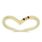 Anillo de Plata Bañada en Oro con Diamante Rojo y Diamante blanco