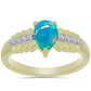 Anillo de Plata Bañada en Oro con Ópalo Azul Paraiba de Etiopía y Topacio Blanco
