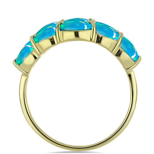 Anillo de Plata Bañada en Oro con Ópalo Azul Paraiba de Etiopía