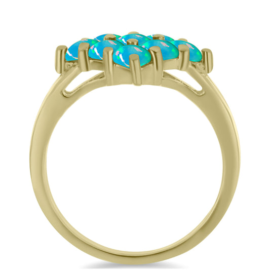 Anillo de Plata Bañada en Oro con Ópalo Azul Paraiba de Etiopía