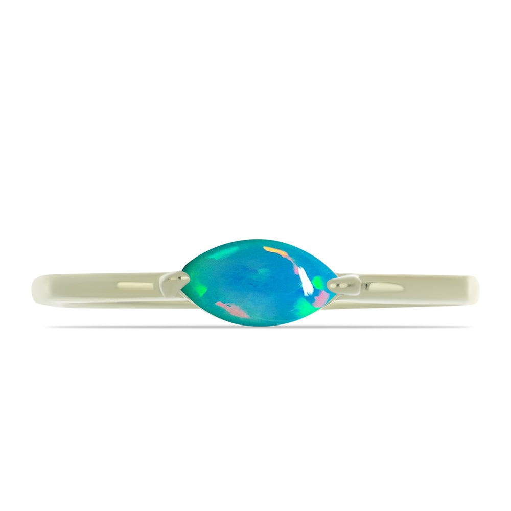 Anillo de Plata Bañada en Oro con Ópalo Azul Paraiba de Etiopía 1 
