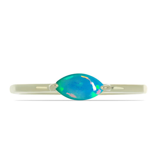 Anillo de Plata Bañada en Oro con Ópalo Azul Paraiba de Etiopía