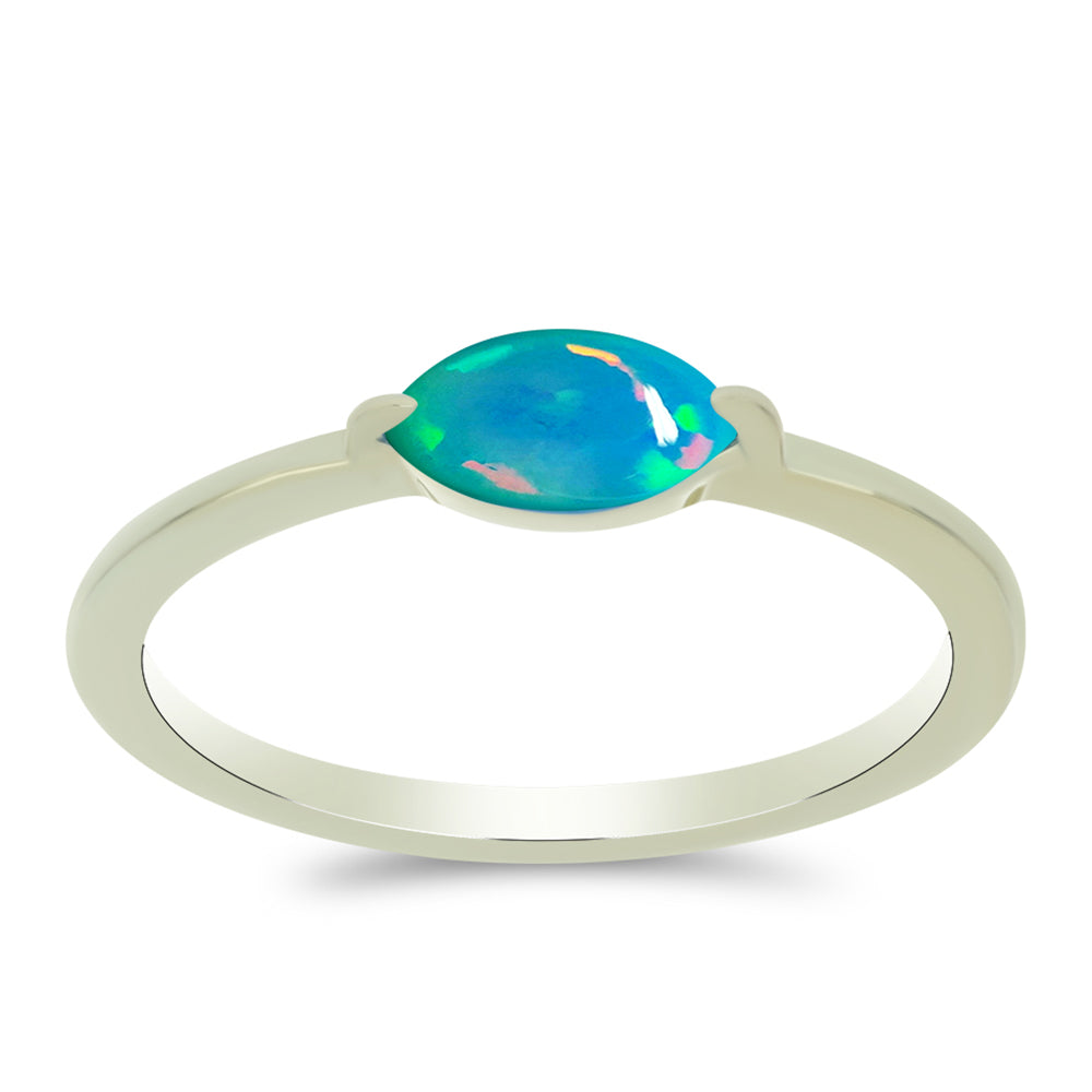 Anillo de Plata Bañada en Oro con Ópalo Azul Paraiba de Etiopía 3 