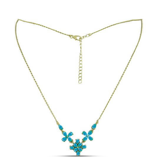 Collar de Plata Bañada en Oro con Ópalo Azul Paraiba de Etiopía