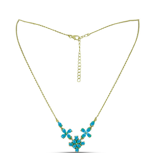 Collar de Plata Bañada en Oro con Ópalo Azul Paraiba de Etiopía