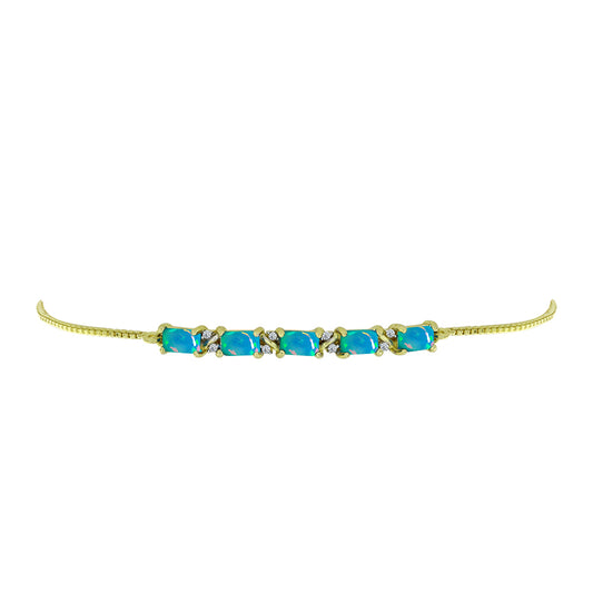 Pulsera de Plata Bañada en Oro con Ópalo Azul Paraiba de Etiopía y Topacio Blanco