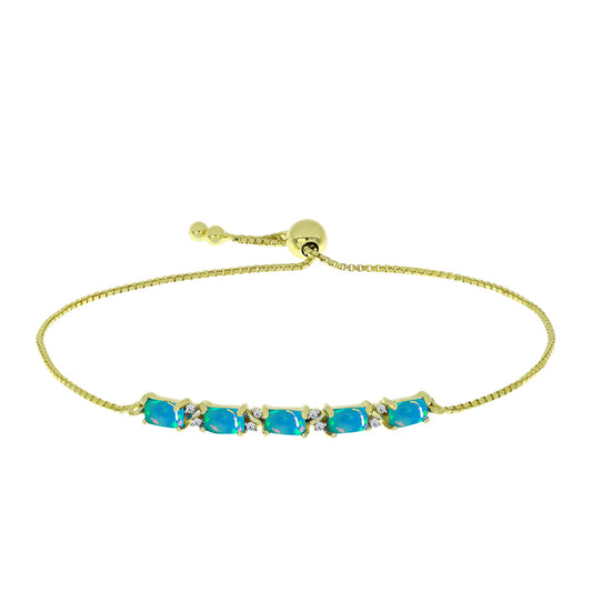 Pulsera de Plata Bañada en Oro con Ópalo Azul Paraiba de Etiopía y Topacio Blanco