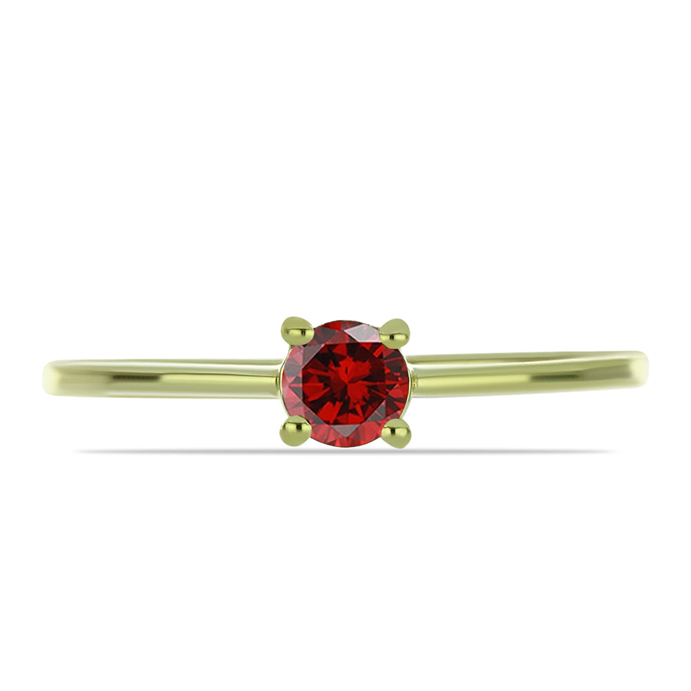 Anillo de Plata Bañada en Oro con Diamante Rojo