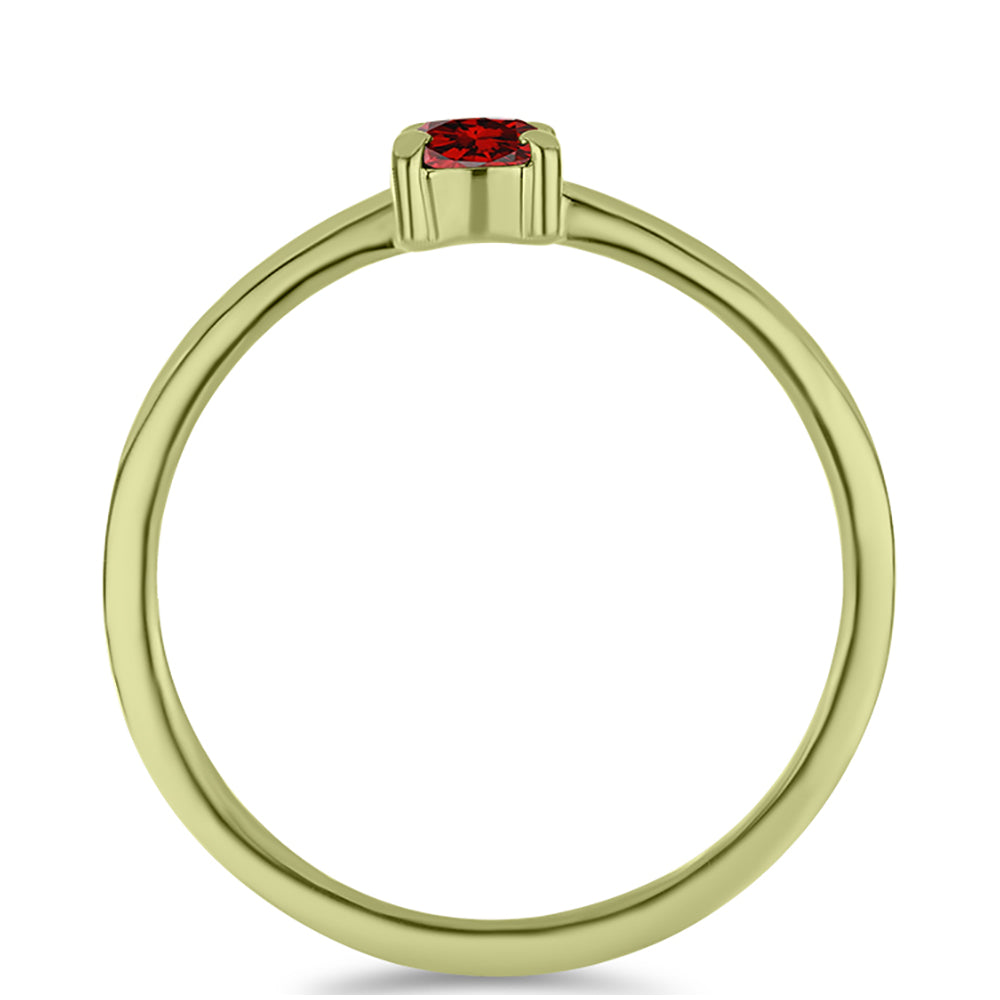 Anillo de Plata Bañada en Oro con Diamante Rojo 3 