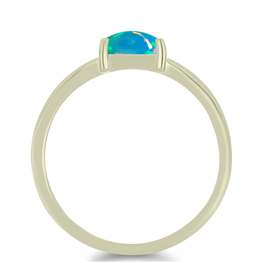 Anillo de Plata Bañada en Oro con Ópalo Azul Paraiba de Etiopía 2 