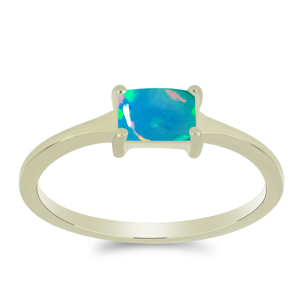 Anillo de Plata Bañada en Oro con Ópalo Azul Paraiba de Etiopía 3 