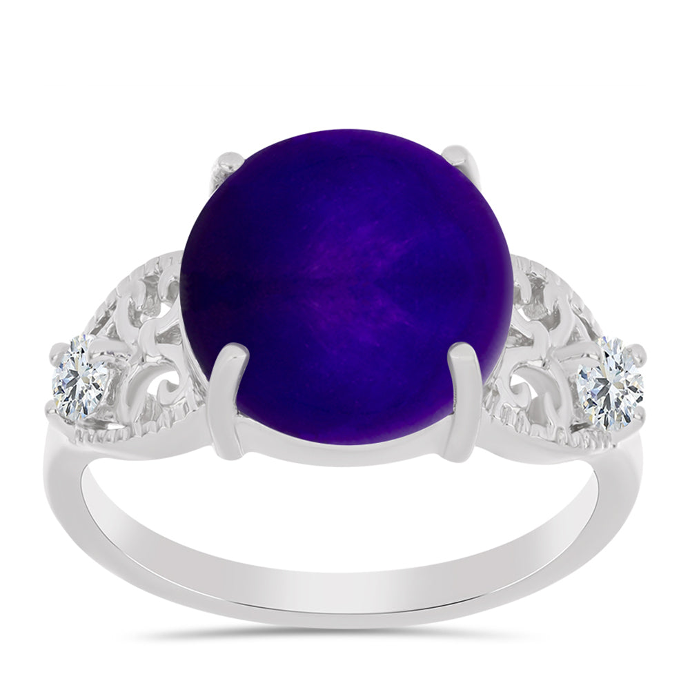 Anillo de Plata con Jade Púrpura y Topacio Blanco 3 