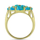 Anillo de Plata Bañada en Oro con Ópalo Azul Paraiba de Etiopía y Topacio Blanco