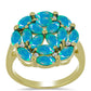 Anillo de Plata Bañada en Oro con Ópalo Azul Paraiba de Etiopía y Topacio Blanco