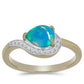 Anillo de Plata Bañada en Oro con Ópalo Azul Paraiba de Etiopía y Topacio Blanco