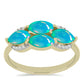 Anillo de Plata Bañada en Oro con Ópalo Azul Paraiba de Etiopía y Topacio Blanco