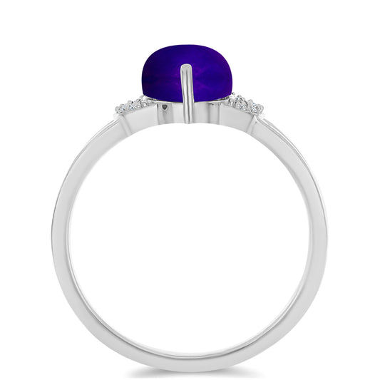 Anillo de Plata con Jade Púrpura y Topacio Blanco
