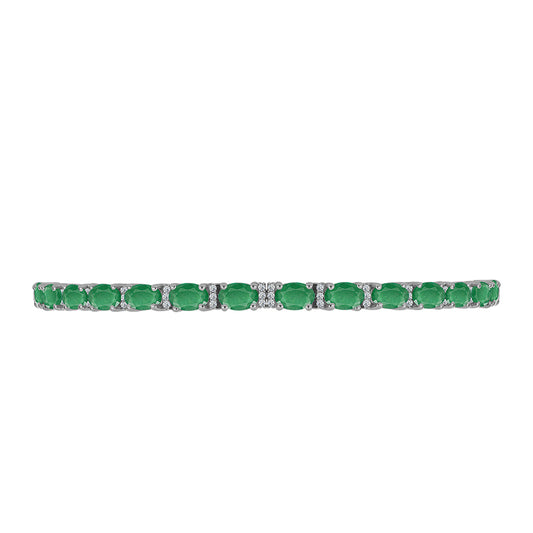 Pulsera de Plata con Esmeralda de Brasil y Topacio Blanco