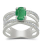 Anillo de Plata con Esmeralda de Brasil y Topacio Blanco
