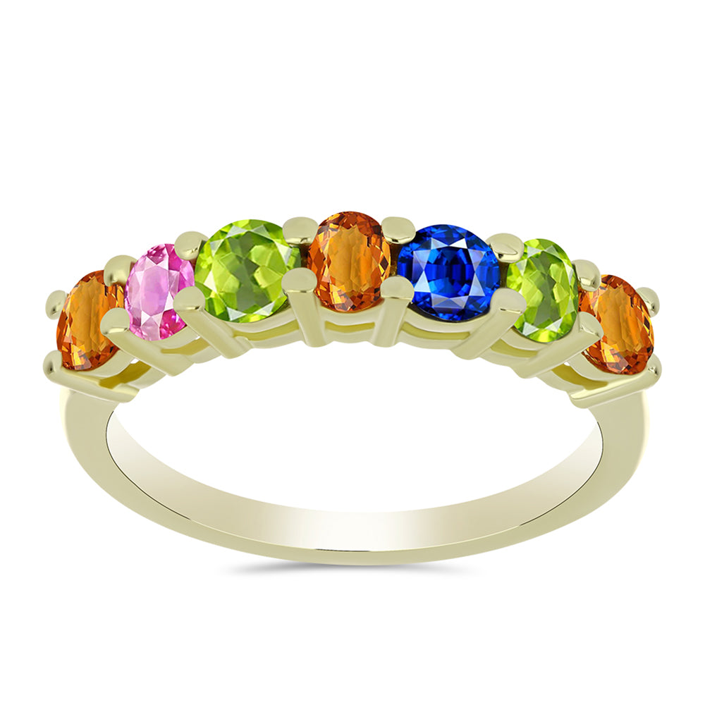 Anillo de Plata Bañada en Oro con Zafiro Arco Iris Rosebery