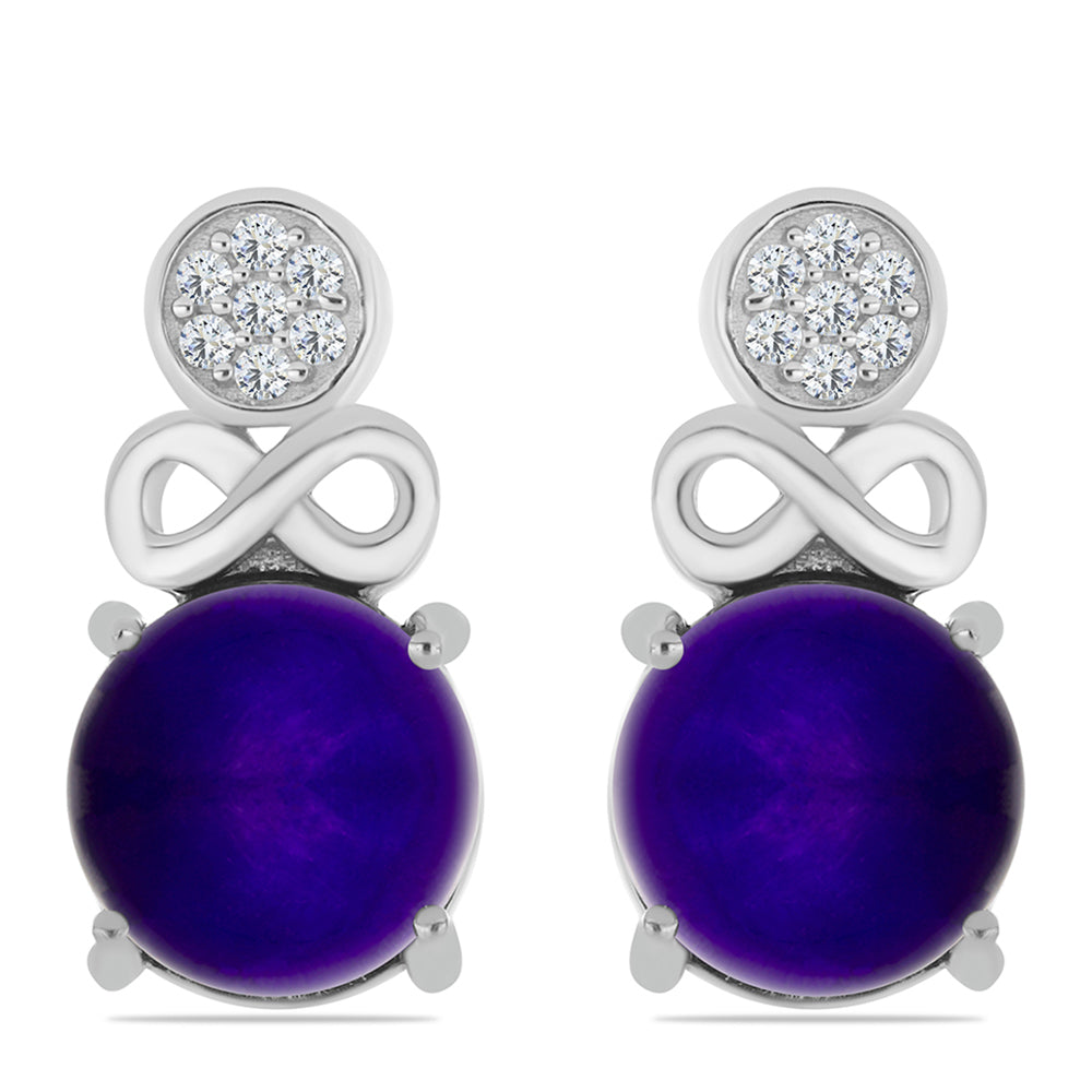 Pendientes de Plata con Jade Púrpura y Topacio Blanco